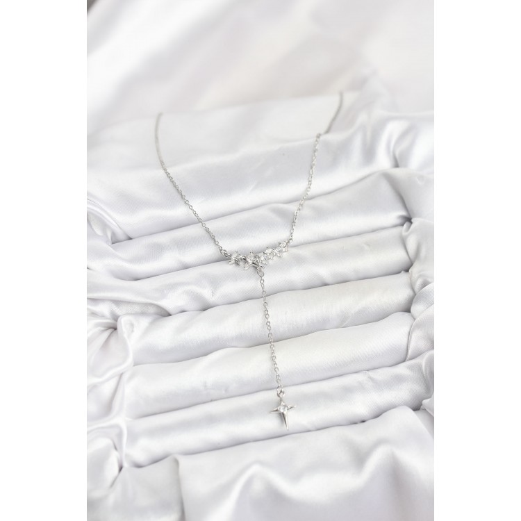 316L Çelik Zincir Gümüş Renk Yıldız Model Y Kadın Kolye - TJ-BKO10667