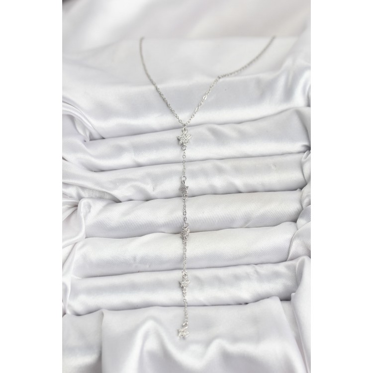 316L Çelik Zincir Gümüş Renkli Yıldız Model Kadın Y Kolye - TJ-BKO10671