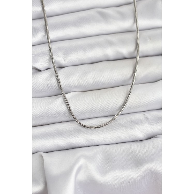 316L Çelik Zincir Gümüş Renk 60 cm Yılan Zincir Kadın Kolye - TJ-BKO10681