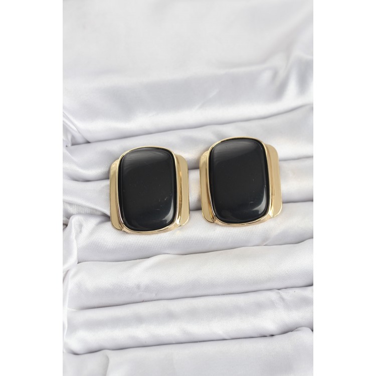 Gold-Plated Black Vintage Women's Earrings - TJ-BKP11360
