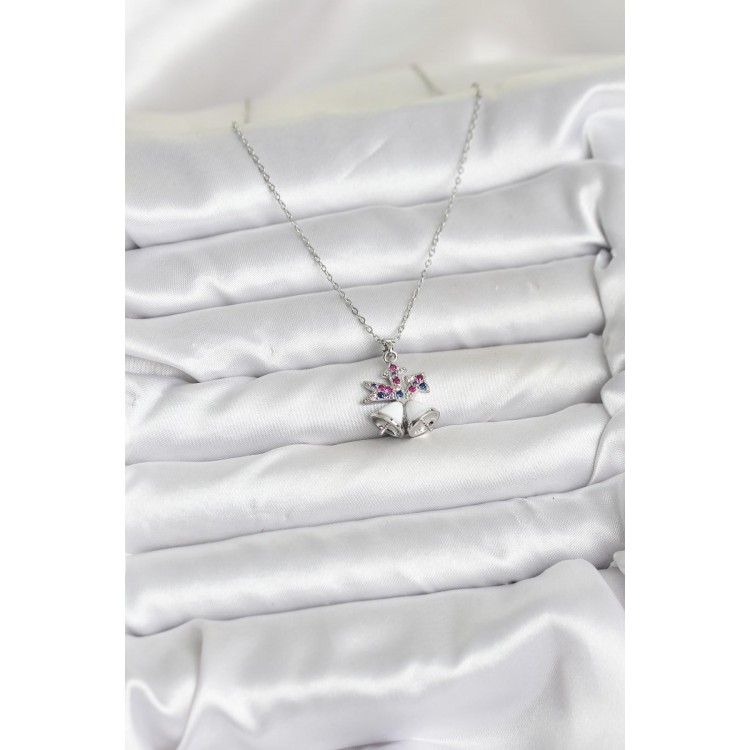 316L Çelik Zincir Gümüş Renk Chirtsmas Bell Model Yılbaşı Temalı Kadın Kolye - TJ-BKO10707