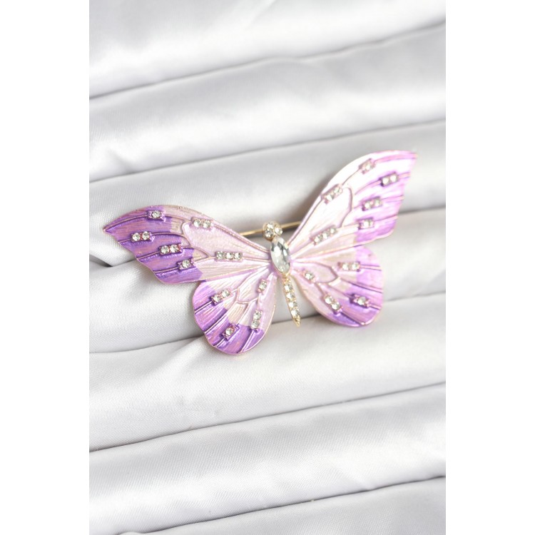Lila Renk Kelebek Model Broş - TJ-BR465