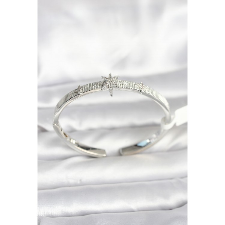 Silver-Colored Rice-Shaped North Star Model Women's Cuff Bracelet - TJ-BB8092