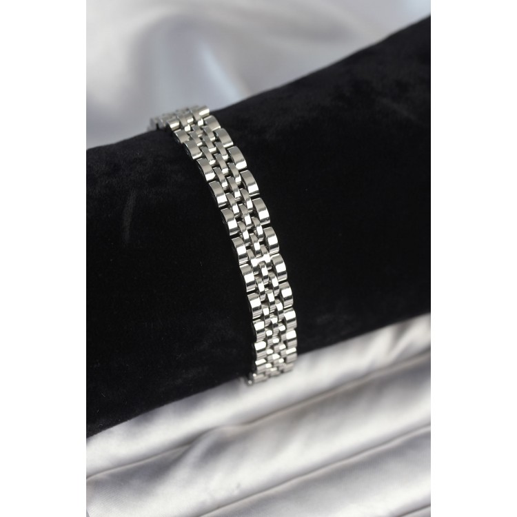 316L Çelik 9 mm Kalınlıkta Gümüş Renkli Erkek Bileklik - TJ-EB3774