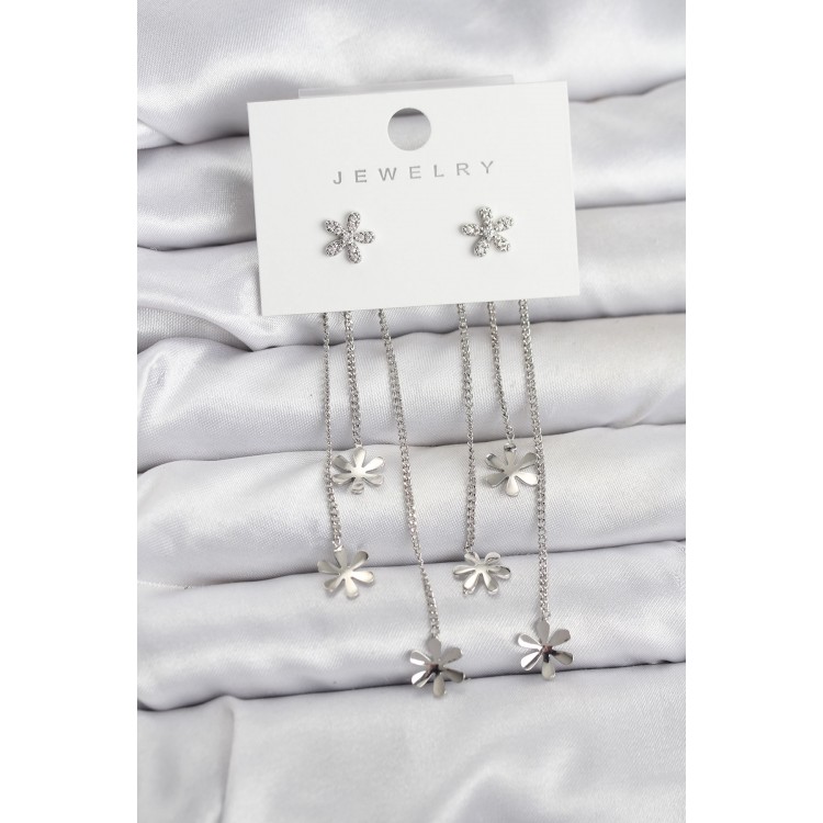 Daisy Model Silver-Colored Brass Dangle Earrings for Women - TJ-BKP11466