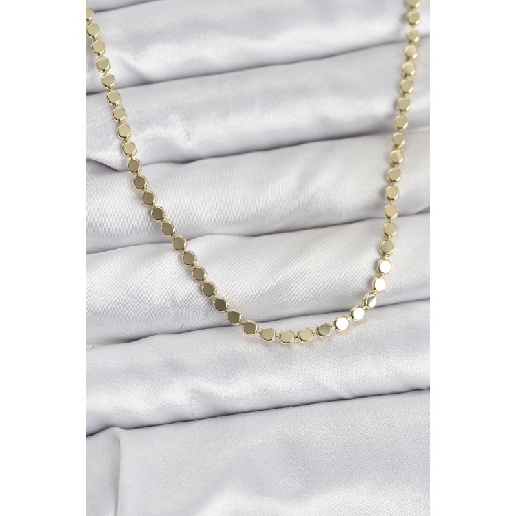 316L Çelik Zincir Gold Renk Ezme Zincir Model  45 cm Kadın Kolye - TJ-BKO10777