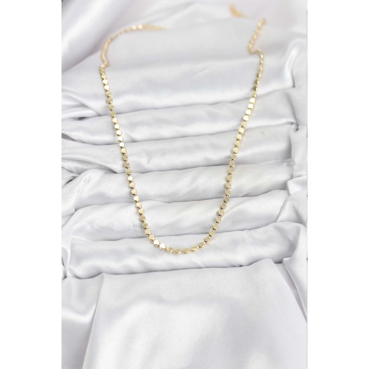 316L Çelik Zincir Gold Renk Ezme Zincir Model 65 cm Kadın Kolye - TJ-BKO10778
