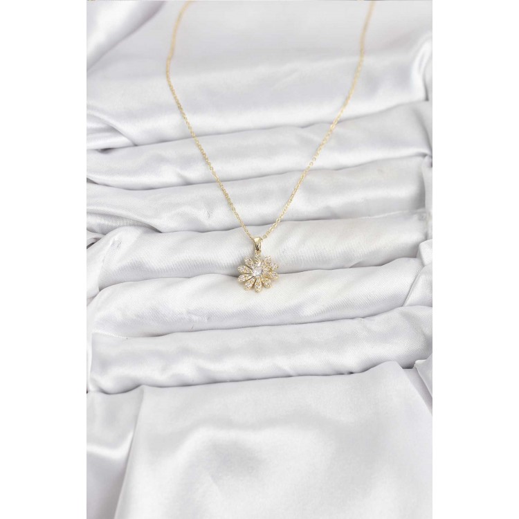 Gold-Tone Flower Design Women's Necklace - TJ-BKO10805