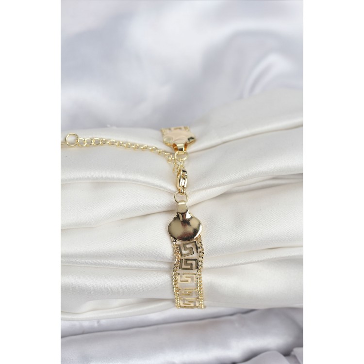316L Çelik Gold Renk Labirent Model Kadın Bileklik - TJ-BB8158
