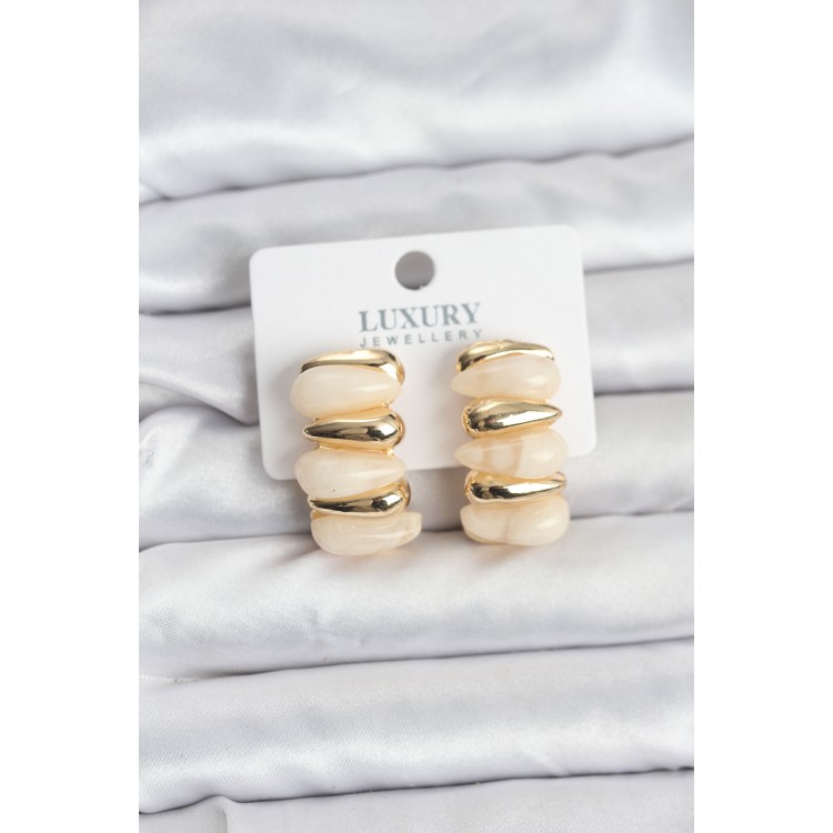 Cream-Colored Brass Vintage Women's Earrings - TJ-BKP11492