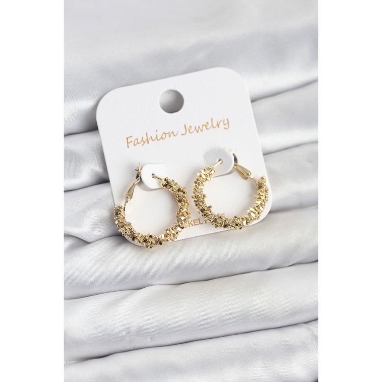 Gold-Colored Small Beaded Hoop Earrings for Women - TJ-BKP11605
