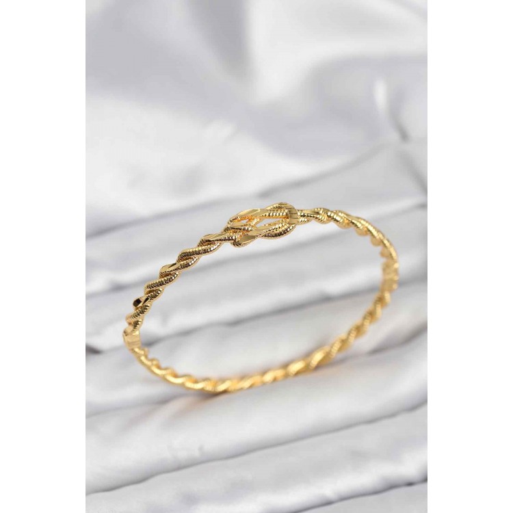 Düğüm Model Pirinç Gold Renk Kadın Kelepçe Bileklik - TJ-BB8229