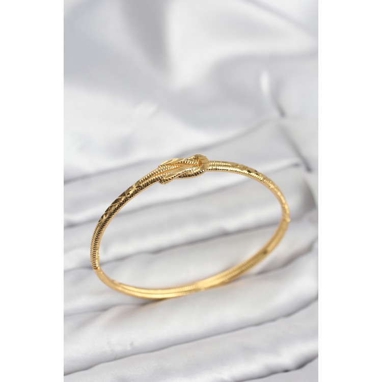 Pirinç Gold Renk Düğüm Model Kadın Kelepçe Bileklik - TJ-BB8230