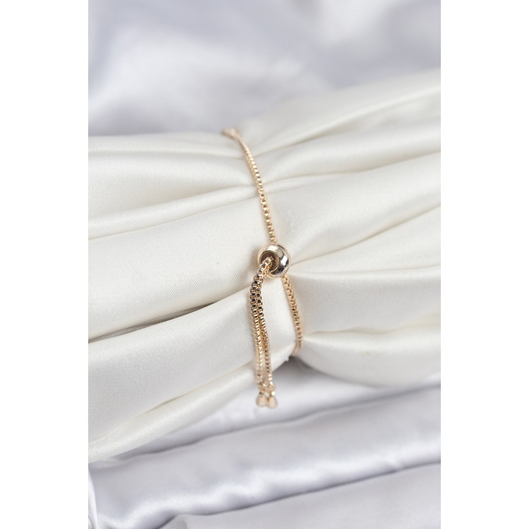 Gold Renk Nazar Model Zirkon Taşlı Asansörlü Su Yolu Bileklik - TJ-BB8238