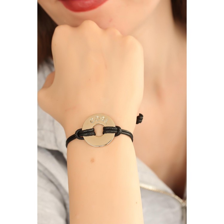 COOL (Havalı) Siyah Deri İpli Unisex Mood Bileklik - TJ-BB1984