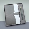 Gri Kutulu Deri Defter Roller Kalem Set