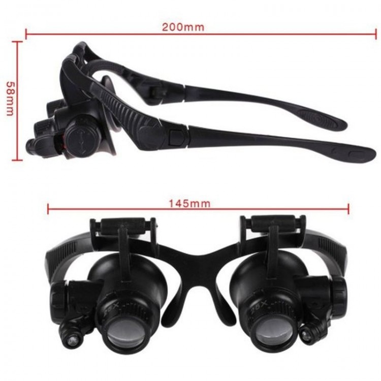 Magnifying Glass Model 10X 15X 20X 25X Lens 2 LED Light Magnifier 9892G