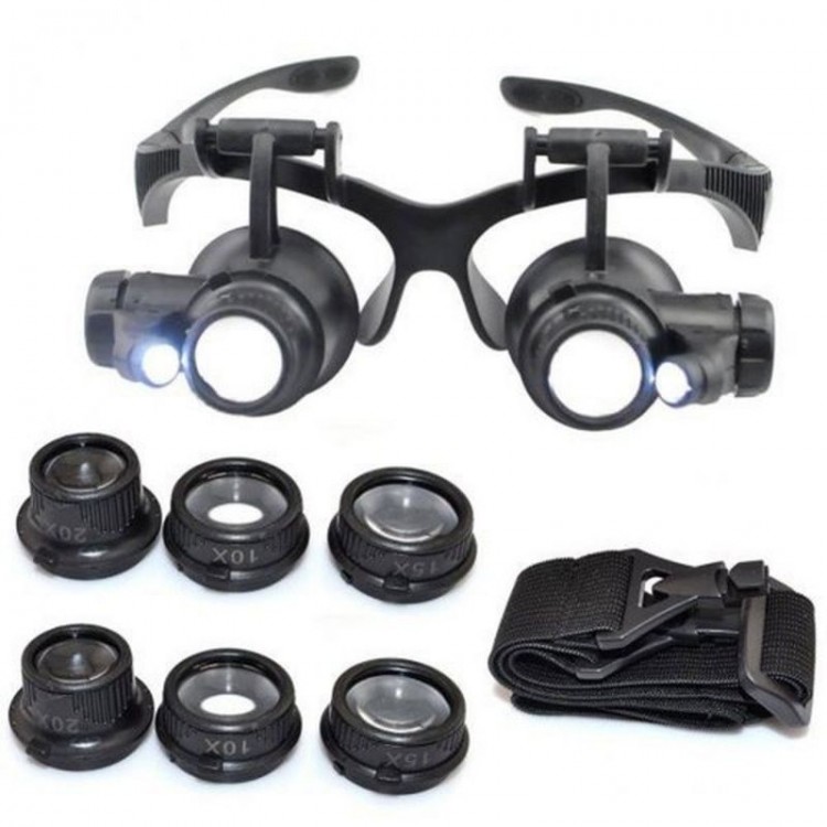 Magnifying Glass Model 10X 15X 20X 25X Lens 2 LED Light Magnifier 9892G