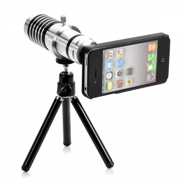 Iphone 5 5S - Iphone 4 4S Için Alüminyum 14X Optik Zoom Yakından Görüntü Çekme Dürbün