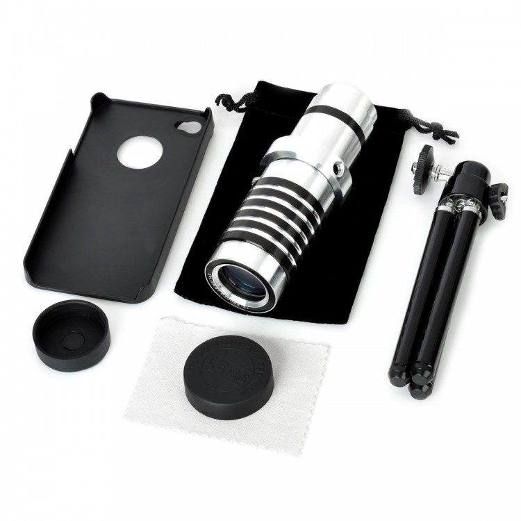 Iphone 5 5S - Iphone 4 4S Için Alüminyum 14X Optik Zoom Yakından Görüntü Çekme Dürbün