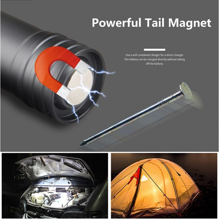 F.B.I F-90 Aluminum-Coated Magnetic Rechargeable Flashlight F.B.I F-90 Aluminum-Coated Magnetic Rechargeable Flashlight