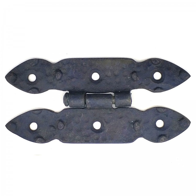 Antika Tarz Dekoratif Pirinç Düğmeli Menteşe - 117x57 mm, Oksit