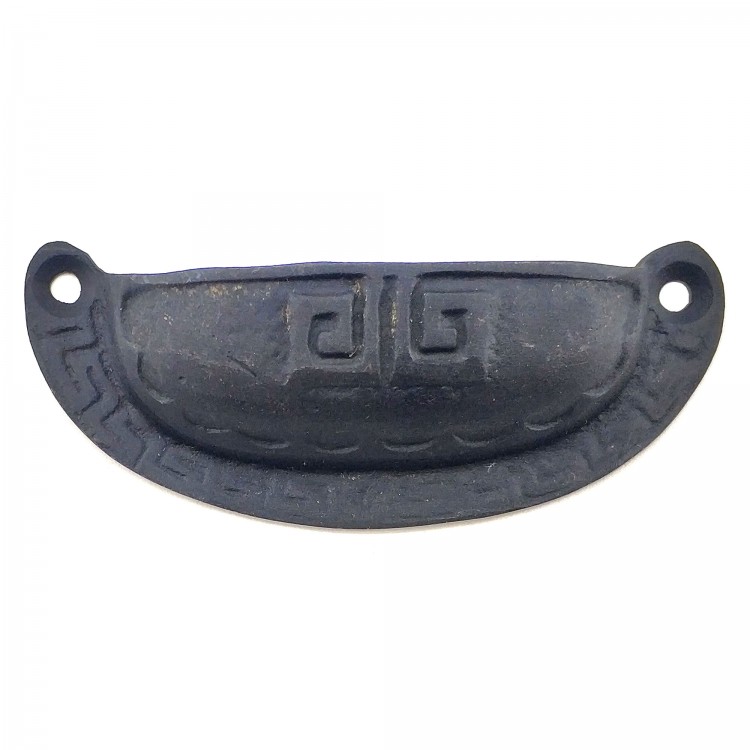 Antika Tarz Dekoratif Pirinç Çizgili Tas Mobilya Kulbu - 37x90 mm, Oksit