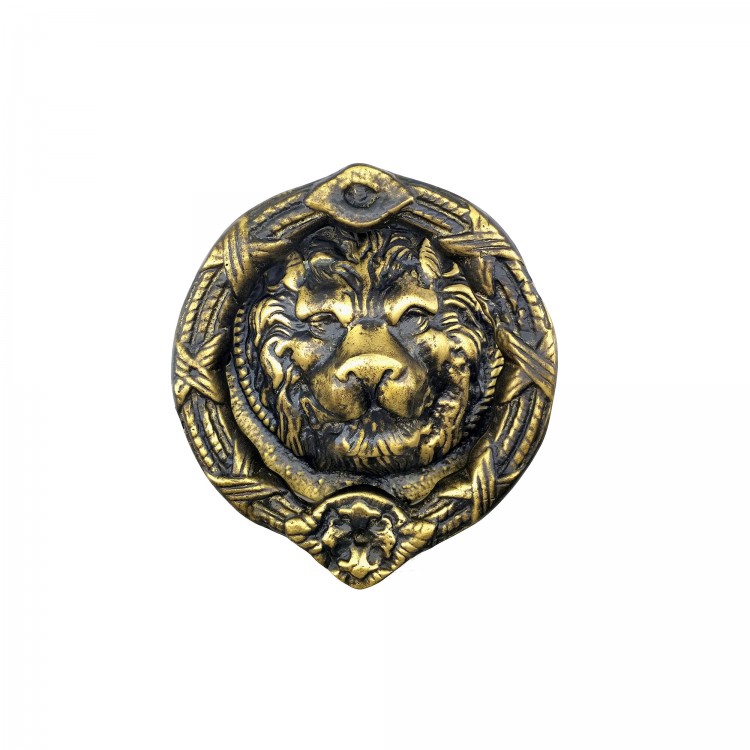 Antika Tarz Dekoratif Pirinç Aslan Kapı Tokmağı, Taktak - 185 mm, Antik Antika Tarz Dekoratif Pirinç Aslan Kapı Tokmağı, Taktak - 185 mm, Antik