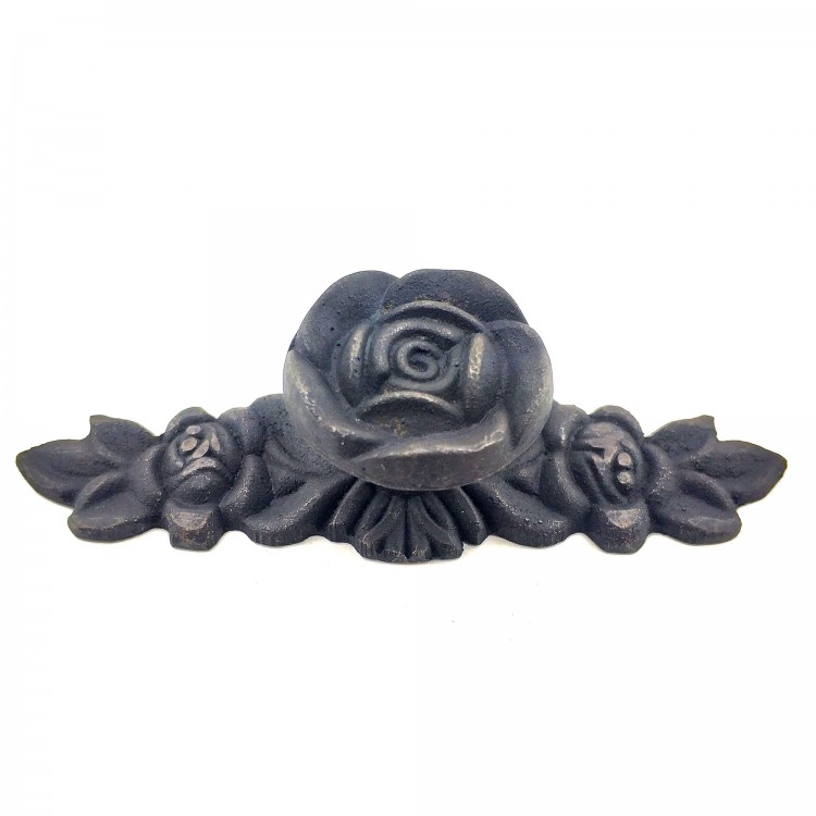 Antika Tarz Dekoratif Pirinç Gül Düğme - 30x100 mm, Oksit