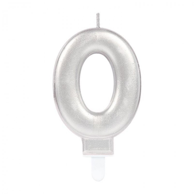 0 Rakam Mum Gümüş Renk 0 Rakam Mum Gümüş Renk