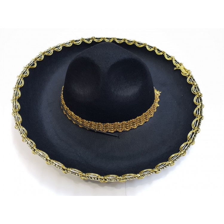 Gold-Striped Mexican Mariachi Latin Hat 55 cm for Children