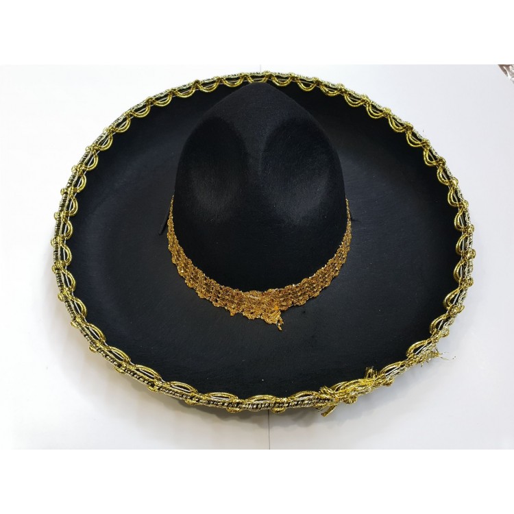 Gold-Striped Mexican Mariachi Latin Hat 55 cm for Children