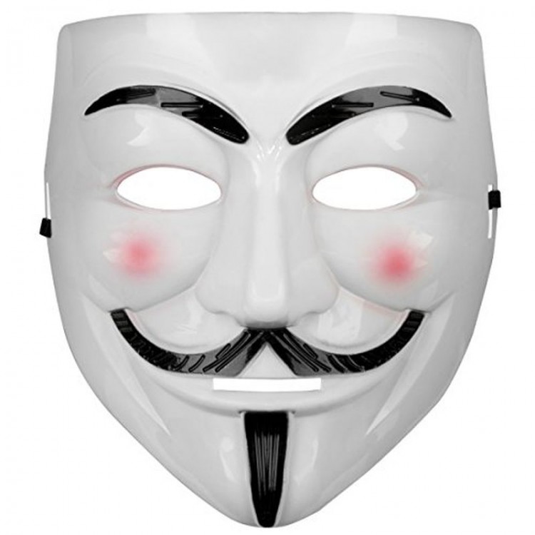 Beyaz Renk Pembe Yanaklı İthal V For Vendetta Maskesi Beyaz Renk Pembe Yanaklı İthal V For Vendetta Maskesi