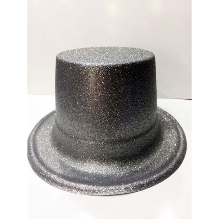 Silver Long Plastic Sequined Party Hat