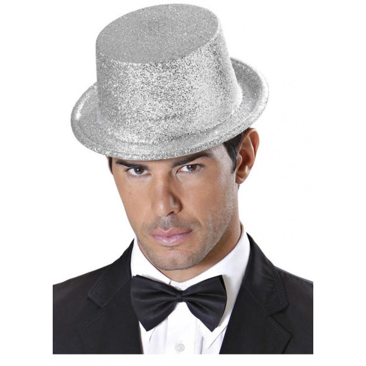 Silver Long Plastic Sequined Party Hat