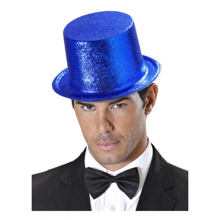 Koyu Mavi Renk Uzun Plastik Simli Parti Şapkası