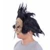 Latex Toothed Horror Mask with Hair Half Face