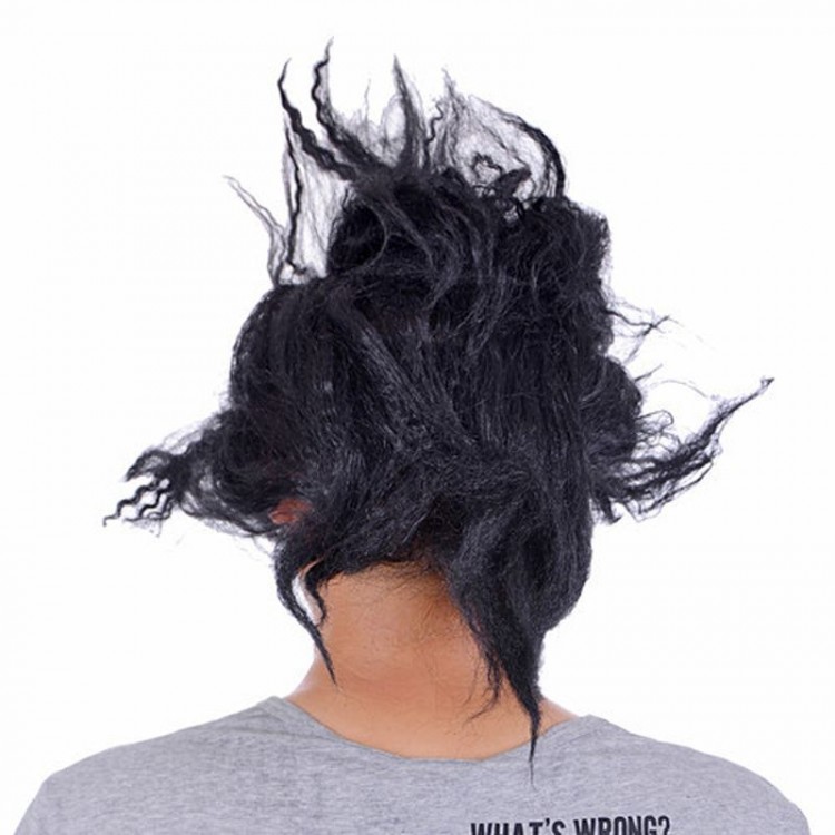 Latex Toothed Horror Mask with Hair Half Face