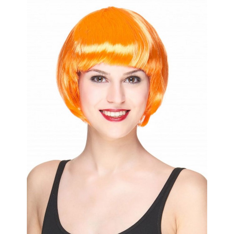 Neon Orange Color Light Orange Bob Party Wig Short Hairpiece