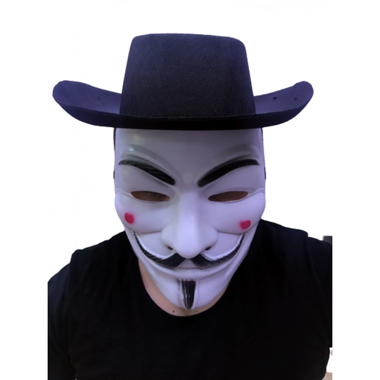 Black Perforated Children's Vendetta Hat and Vendetta Mask