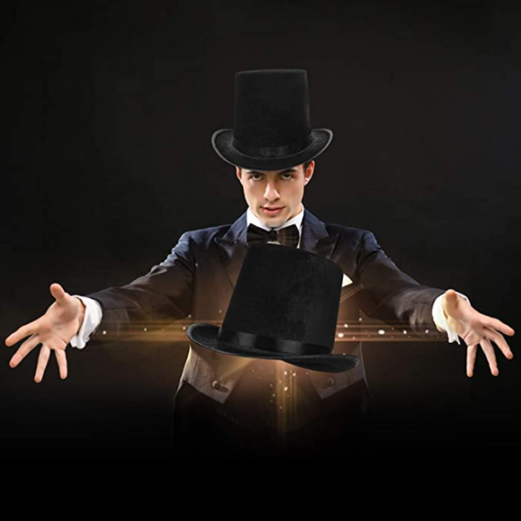 Black Ringmaster Magician Hat Top Hat for Adults