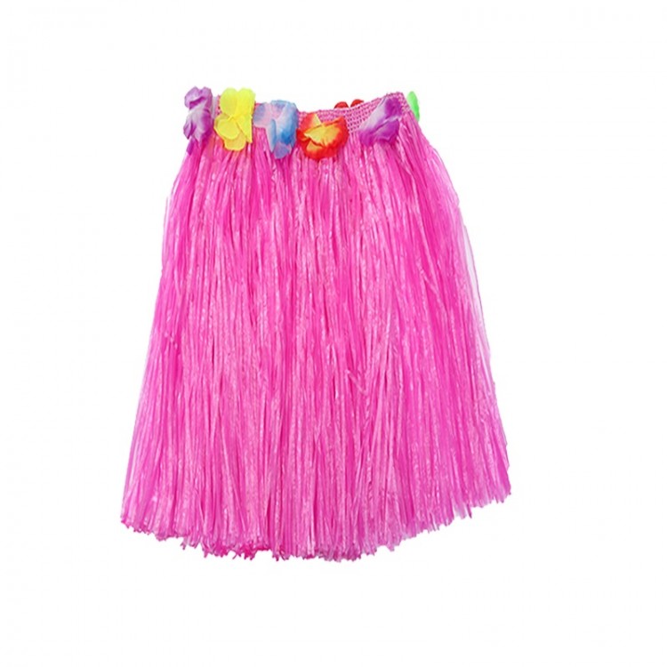 Adult and Child Friendly Pink Fringe Hawaiian Luau Hula Skirt 40 cm