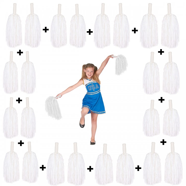 12 Pairs (24 Pieces) White Color April 23 May 19 October 29 School Performance Pom-Poms