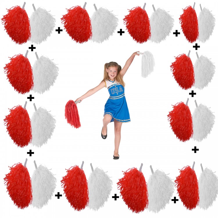 12 Pairs (24 Pieces) Red-White Color April 23 May 19 October 29 School Performance Pom-Poms