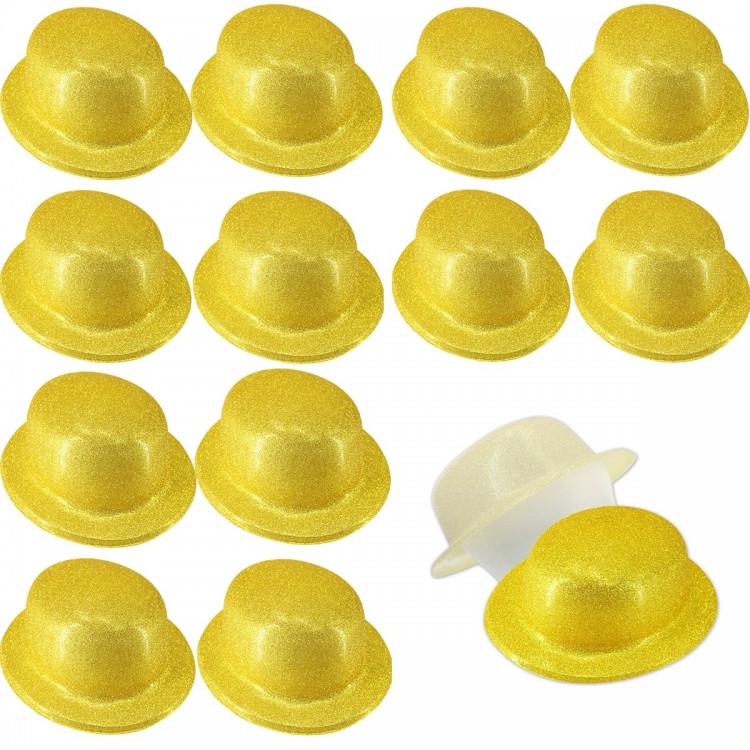 Altın Renk Simli Melon Yuvarlak Parti Şapkası 12 Adet