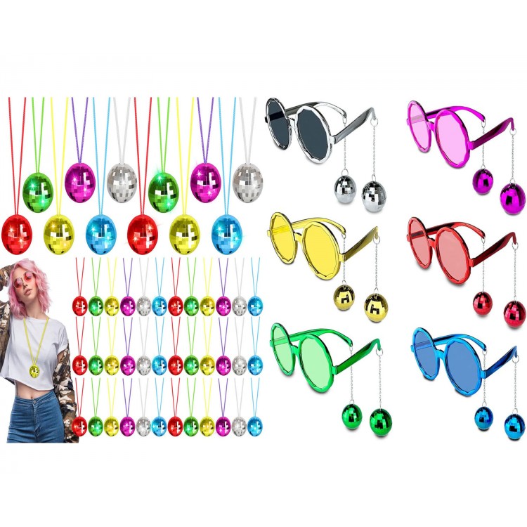 12 Parça Renkli Disko Toplu Retro Parti Seti – 6 Kolye + 6 Gözlük 12 Parça Renkli Disko Toplu Retro Parti Seti – 6 Kolye + 6 Gözlük