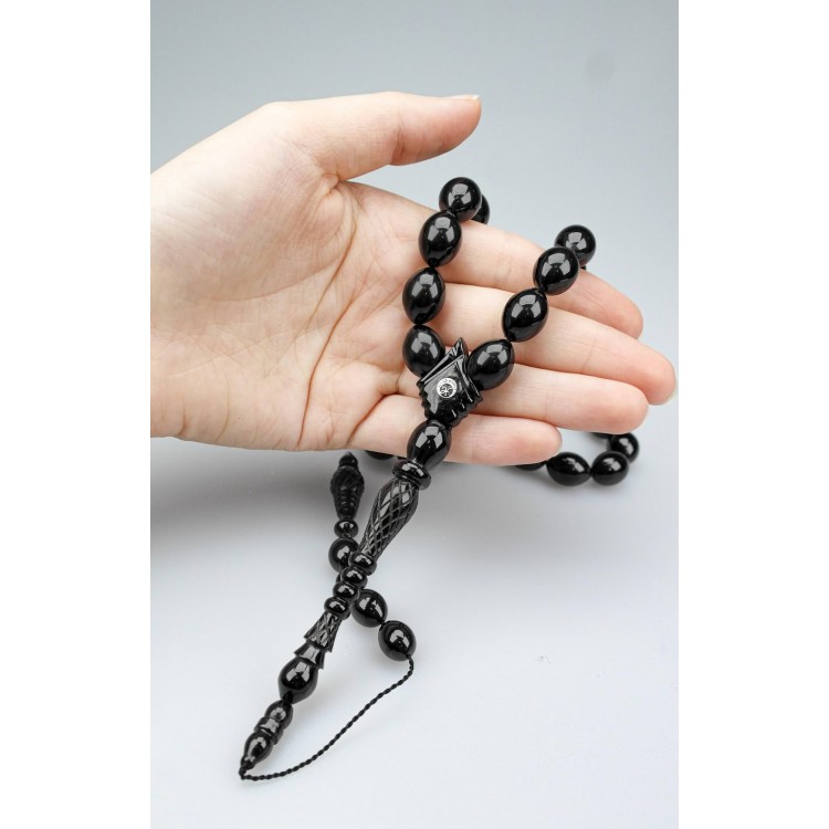 Oltu Stone Special Series Imame Diamond Carved Prayer Beads