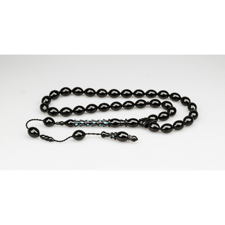 Oltu Taşı Özel Seri  Palmiye Desen İmame Oyma  İşçilikli Tespih