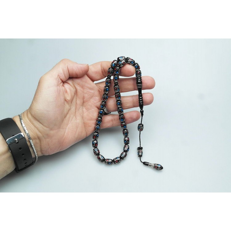 Oltu Stone Double Color Drop-Shaped Beaded Prayer Beads