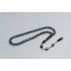 Oltu Stone and Green Galalith Double Fountain Engraved Prayer Beads